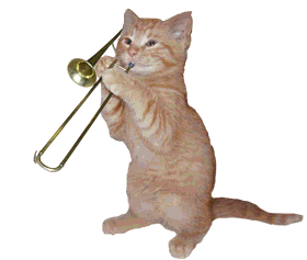 Trombone Cat playing
